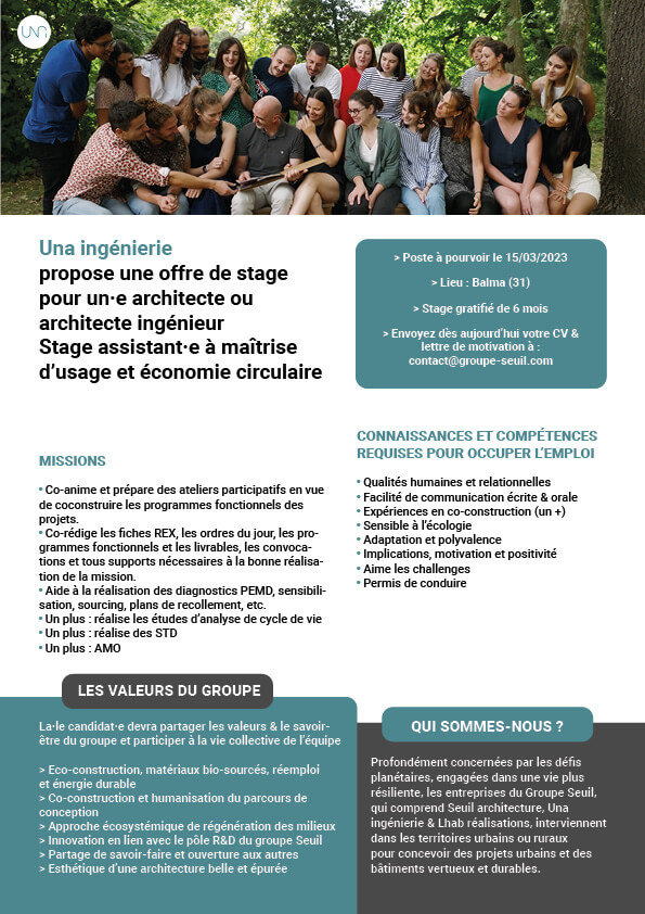 stage architecte ingenieur assistant a maitrise d'usage